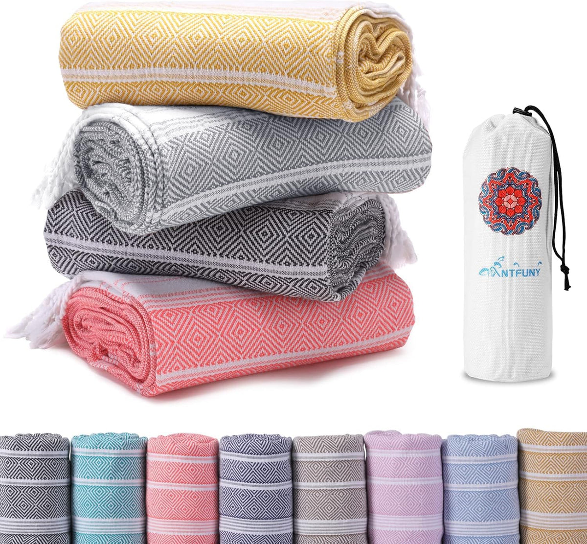 Antfuny Turkish Beach Towels Vacation Essentials Quick Dry Sand Free Oversized Bath Pool Swim Towel Extra Large XL Blanket Adult Travel Cruise Accessories Must Haves Clearance Stuff Necessities - Colors C