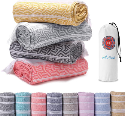 Antfuny Turkish Beach Towels Vacation Essentials Quick Dry Sand Free Oversized Bath Pool Swim Towel Extra Large XL Blanket Adult Travel Cruise Accessories Must Haves Clearance Stuff Necessities - Colors C