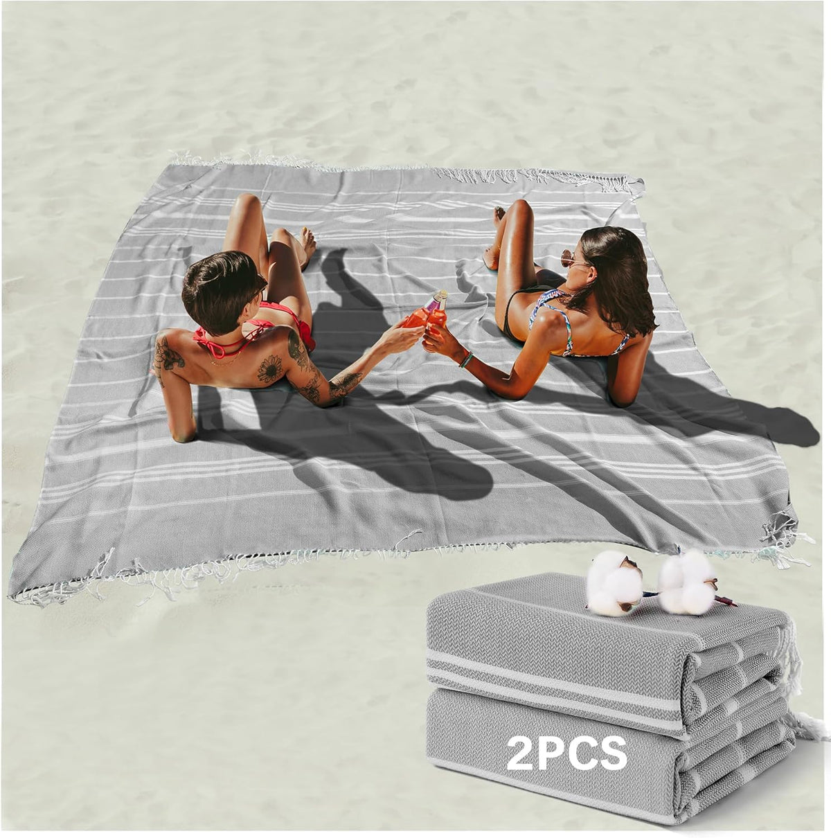 Antfuny Turkish Beach Towels Vacation Essentials Quick Dry Sand Free Oversized Bath Pool Swim Towel Extra Large XL Blanket Adult Travel Cruise Accessories Must Haves Clearance Stuff Necessities - Colors A