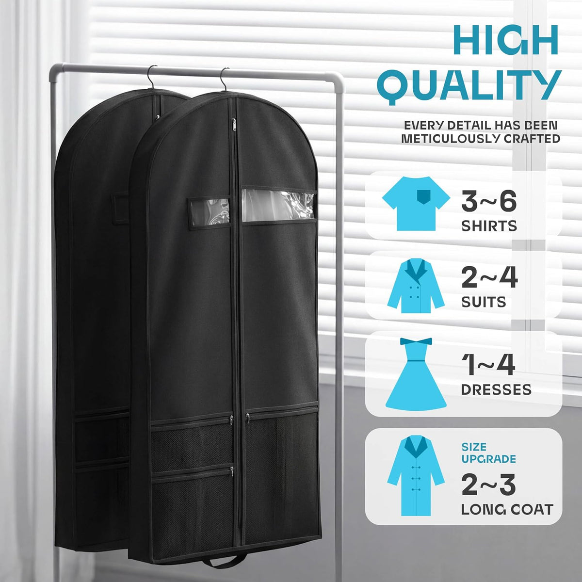 Lazebox 43" Travel Garment Bag with Accessories Zipper Pocket, Heavy Duty Suit Bag for Suits, Tuxedos, Dresses, Coats, Pink, 1 pack
