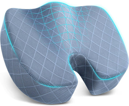 TushGuard Seat Cushion, Memory Foam Office Chair Cushion - Grey, Large