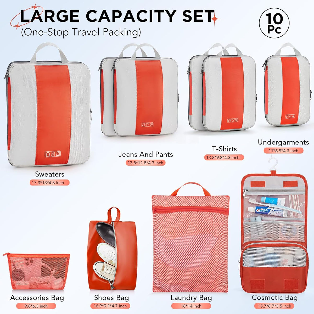 10 Set Compression Packing Cubes for Travel Gifts Mom Women,OlarHike Luggage Clothes Garment Bags for Travelers,Airplane/Cruise/Car Travel Essentials,Compressible Expandable Saver Space Bags(Beige)