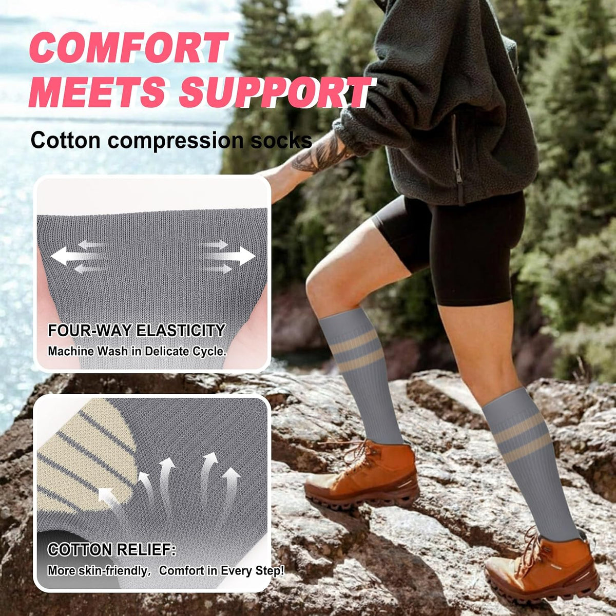 4 Pairs Compression Socks for Women Circulation-Best Support for Nurses,Running,Athletic,Travel