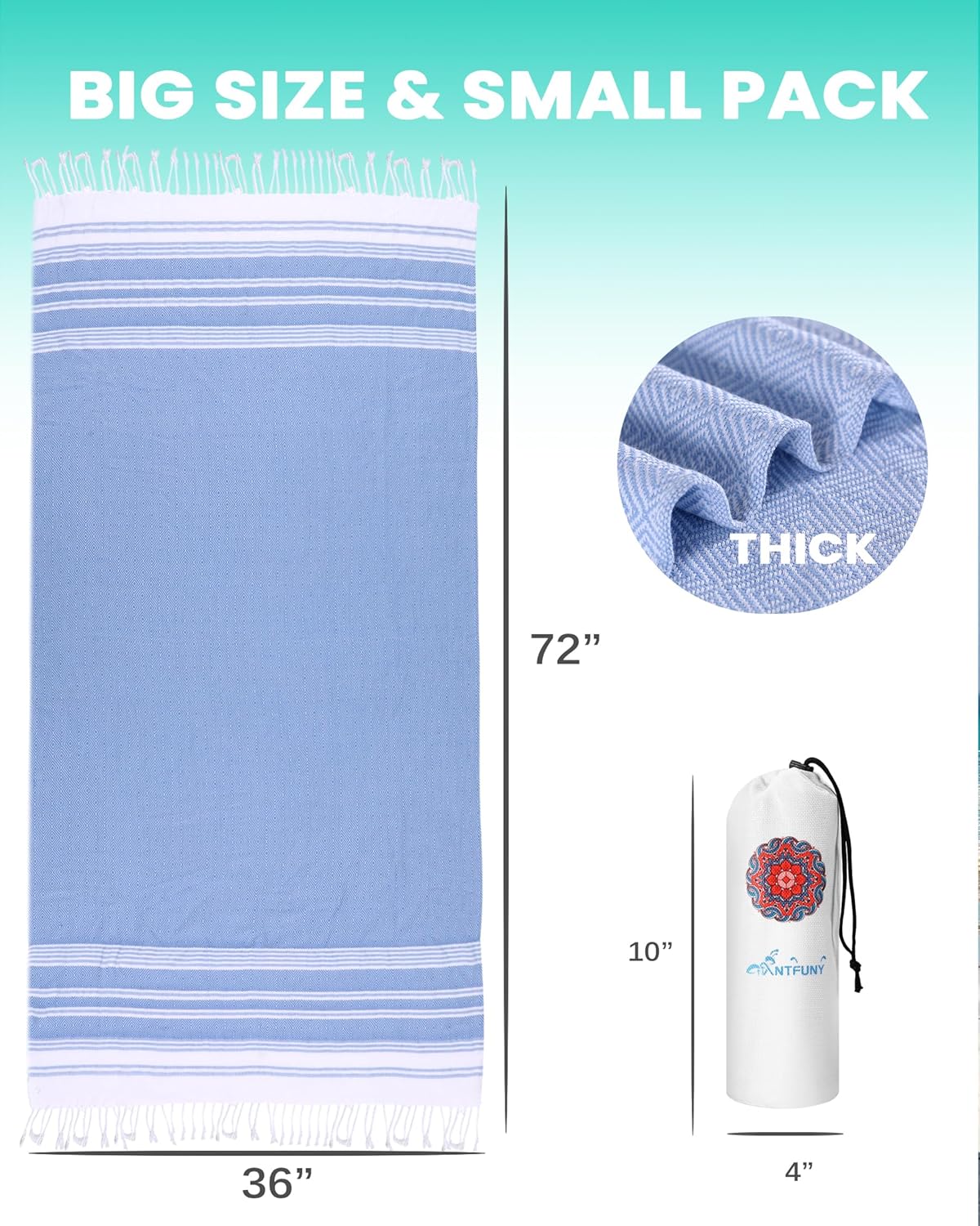Antfuny Turkish Beach Towels Vacation Essentials Quick Dry Sand Free Oversized Bath Pool Swim Towel Extra Large XL Blanket Adult Travel Cruise Accessories Must Haves Clearance Stuff Necessities - Colors B