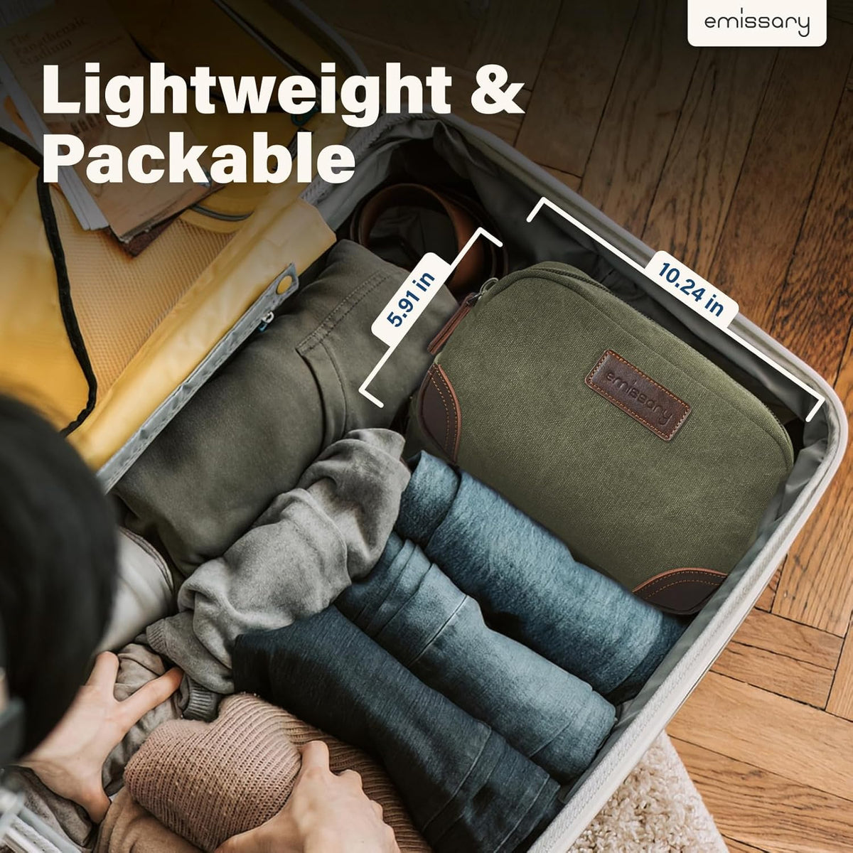 emissary Toiletry Bag for Men, Canvas Travel Toiletry Bag Men's Dopp Kit, Water-resistant Bathroom Bag Mens Shaving Kit, Travel Kit Small Bags, Shaving Bag, Toiletry Bags