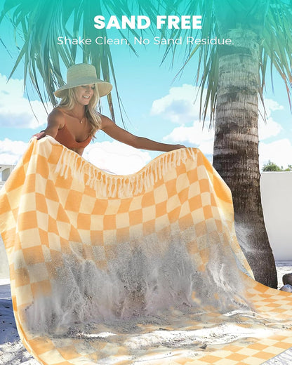 Antfuny Turkish Beach Towels Vacation Essentials Quick Dry Sand Free Oversized Bath Pool Swim Towel Extra Large XL Blanket Adult Travel Cruise Accessories Must Haves Clearance Stuff Necessities - Colors A