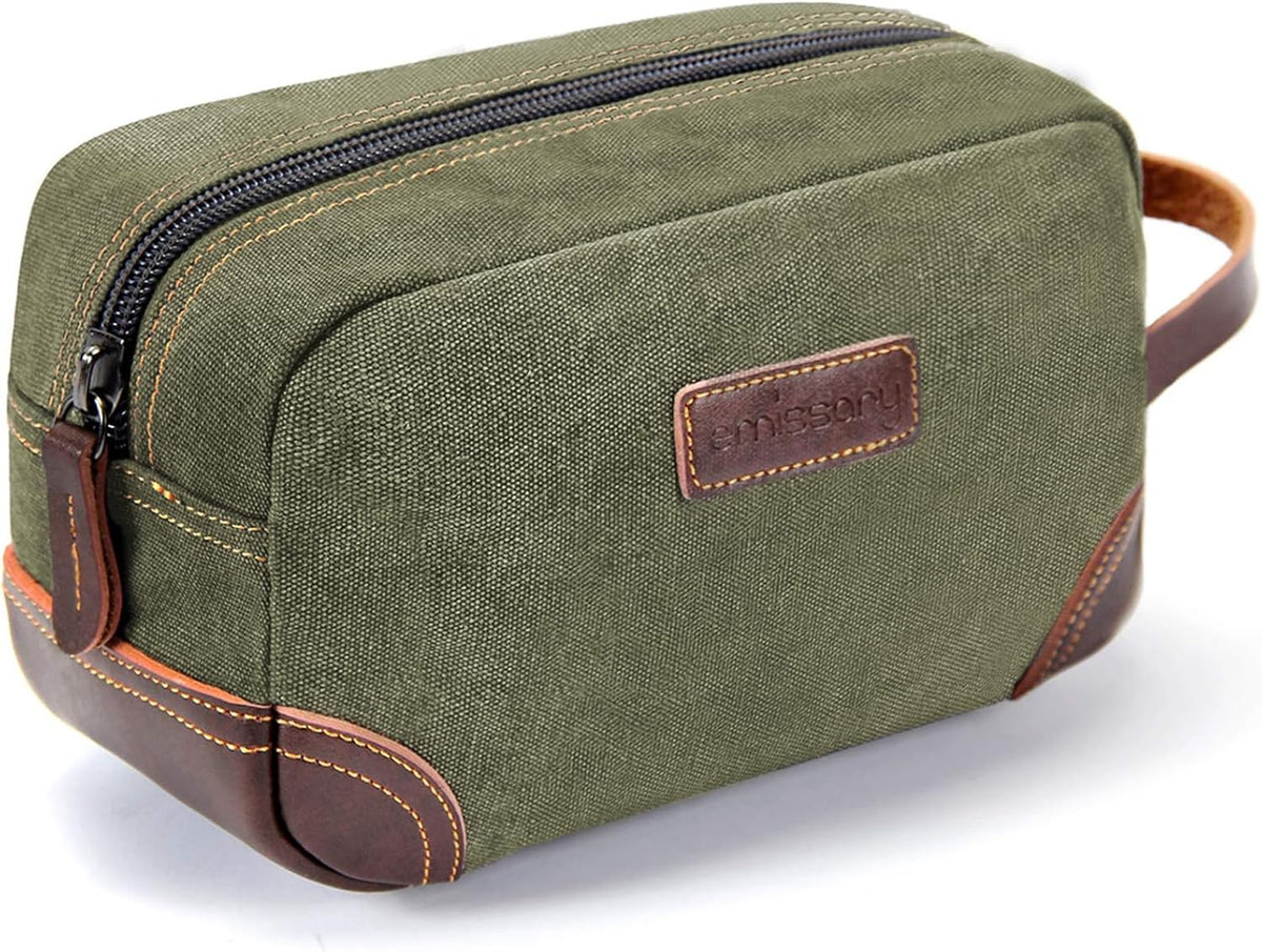 emissary Toiletry Bag for Men, Canvas Travel Toiletry Bag Men's Dopp Kit, Water-resistant Bathroom Bag Mens Shaving Kit, Travel Kit Small Bags, Shaving Bag, Toiletry Bags