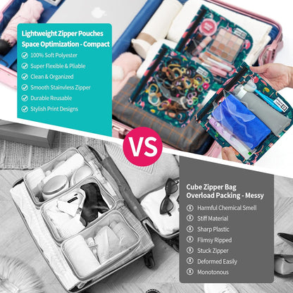 HIONXMGA TSA Approved Toiletry Bag, Set of 3 Clear Travel Toiletry Bag Quart Size Zipper Travel Pouch, Waterproof Makeup Cosmetic Bag for Women Men Kids Toiletries Carry on, Cacti A