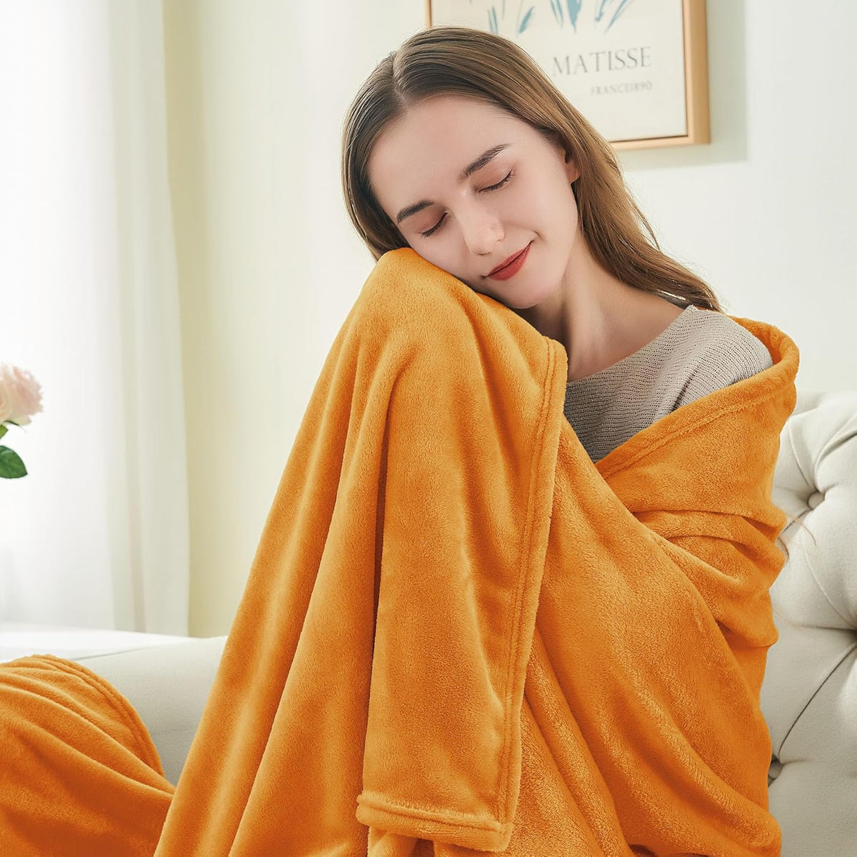Fleece Blanket Soft Plush Throw for Couch Black 50"x60" - Colors A