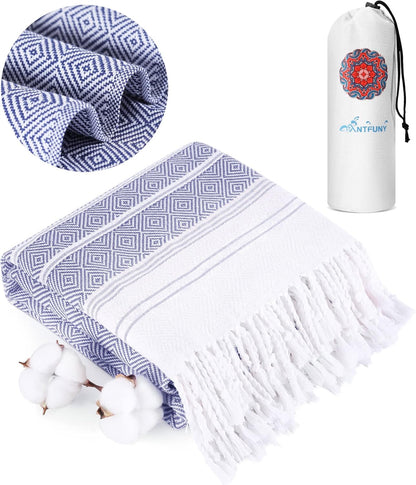 Antfuny Turkish Beach Towels Vacation Essentials Quick Dry Sand Free Oversized Bath Pool Swim Towel Extra Large XL Blanket Adult Travel Cruise Accessories Must Haves Clearance Stuff Necessities - Colors A