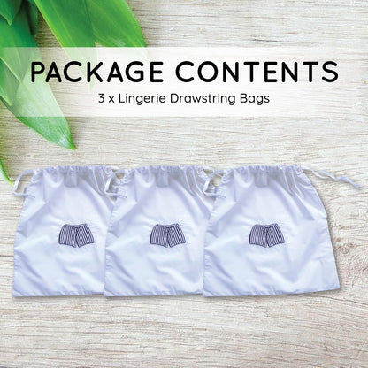 Lingerie Bag for Travel Set of 3, Women Lingerie Storage Bags with Drawstrings, Double-Layered Polyester Beach Bags for Swimwear, Underwear & Storage, 15x15 Inches (Green-Gray-Teal)