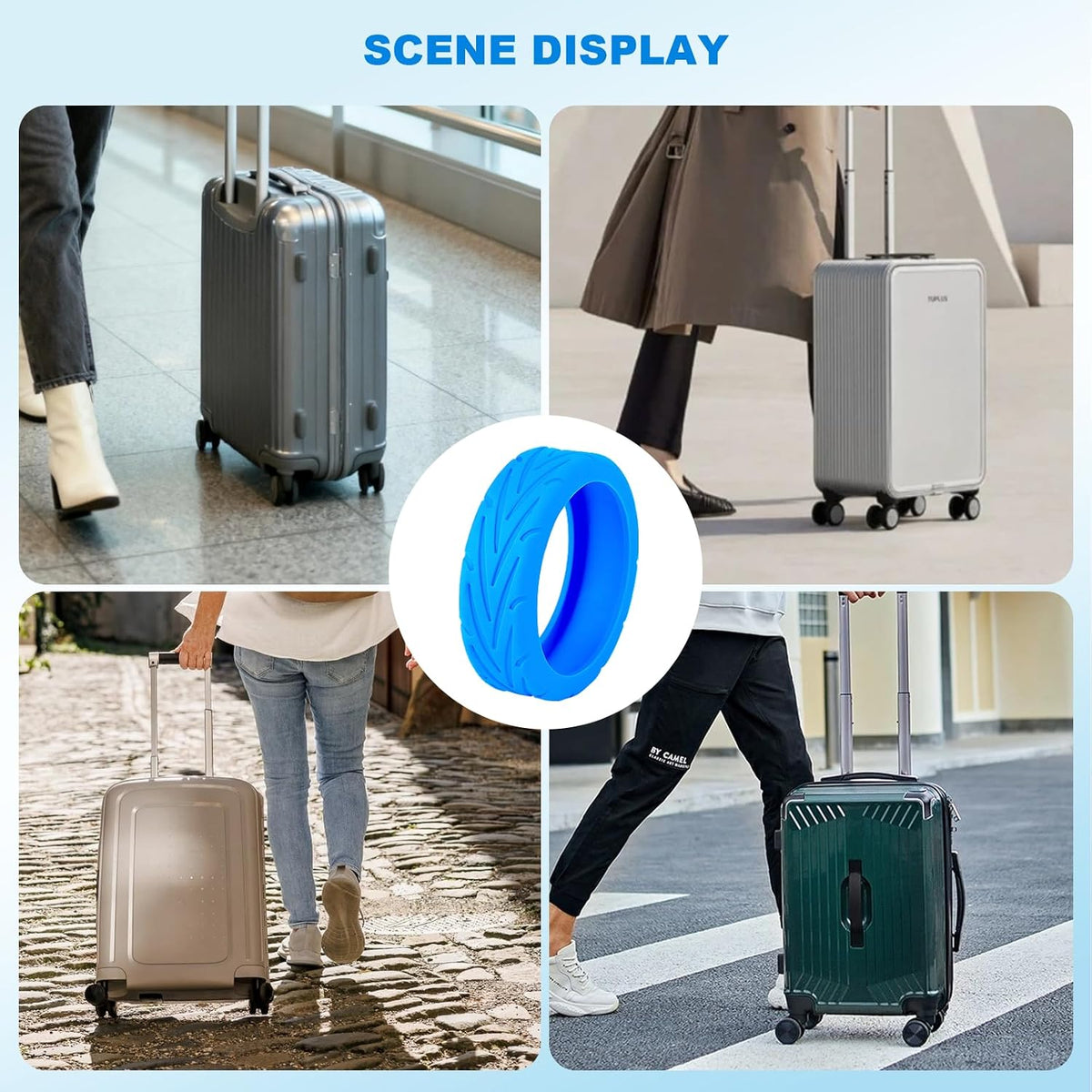 16Pcs Luggage Wheel Covers,Silicone Suitcase Cover for 2-2.4'' Spinner Wheel, Carry On Luggage Wheels Protector,Upgrade Suitcase Wheels Protective,Essential Travel Accessories (Black)
