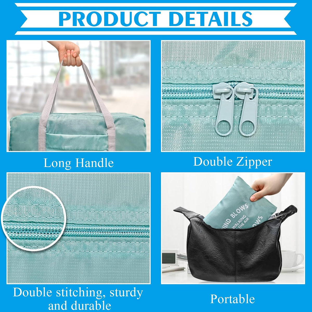 Foldable Travel Duffel Bags 2PCS Tote Carry On Luggage Spirit Airlines Personal Item Sports Gym Weekender Overnight Bags for Women and Men (Red+Blue)