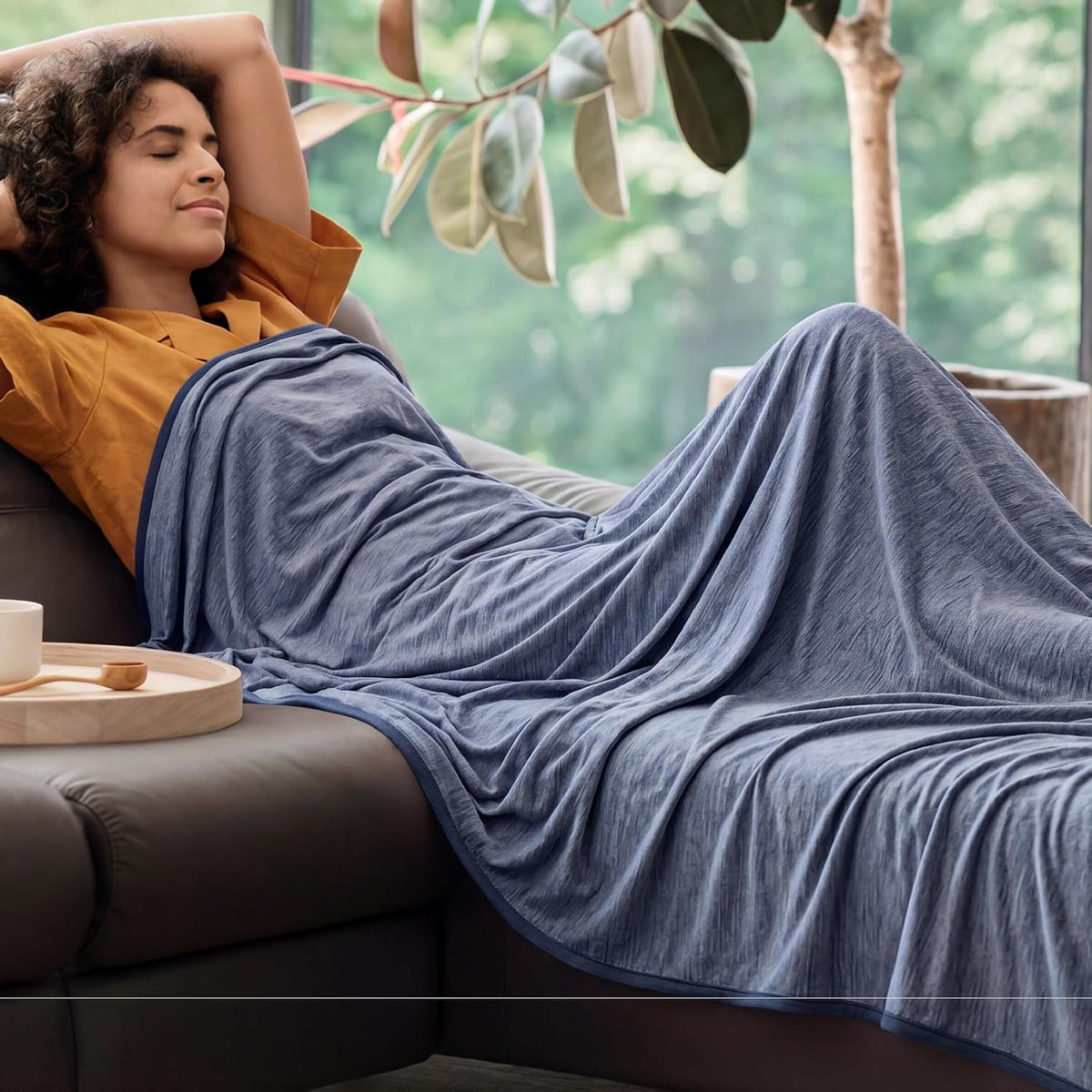 Bedsure Silky Soft Summer Cooling Blanket for Hot Sleepers, Rayon Derived from Bamboo Cold Throw Blanket for Couch, Lightweight Bed Cooling Throw Camping Picnic Travel Outdoor Dorm Essentials, 50x70