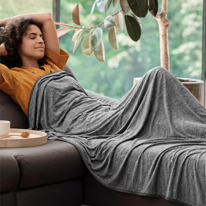 Bedsure Silky Soft Summer Cooling Blanket for Hot Sleepers, Rayon Derived from Bamboo Cold Throw Blanket for Couch, Lightweight Bed Cooling Throw Camping Picnic Travel Outdoor Dorm Essentials, 50x70