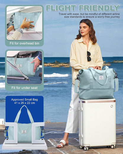 Travel Duffel Bag, Sports Tote Gym Bag, Shoulder Weekender Overnight Bag for Women - Colors B
