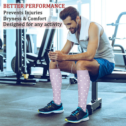 CHARMKING Compression Socks for Women & Men Circulation (8 Pairs) 15-20 mmHg Best Calf Socks Support for Athletic Cycling - Colors A