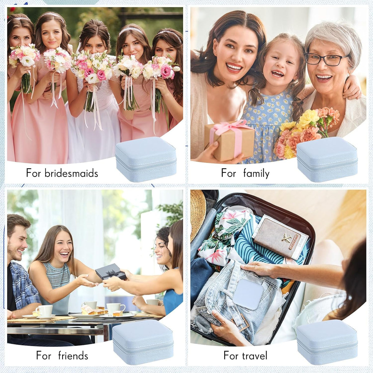 Taiyin 6/12/50 Pcs Travel Jewelry Case, Bridesmaid Gifts Mini Jewelry Organizer, PU Leather Portable Earring Box for Women