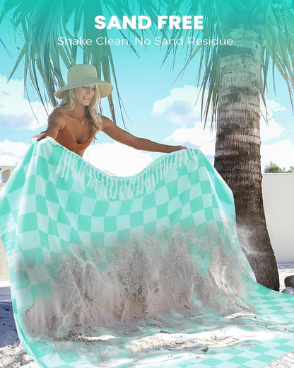 Antfuny Turkish Beach Towels Vacation Essentials Quick Dry Sand Free Oversized Bath Pool Swim Towel Extra Large XL Blanket Adult Travel Cruise Accessories Must Haves Clearance Stuff Necessities - Colors A