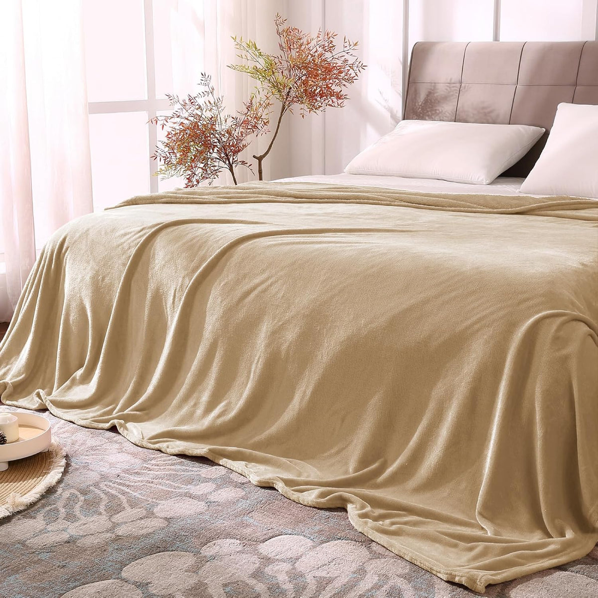 Fleece Blanket Soft Plush Throw for Couch Black 50"x60" - Colors A