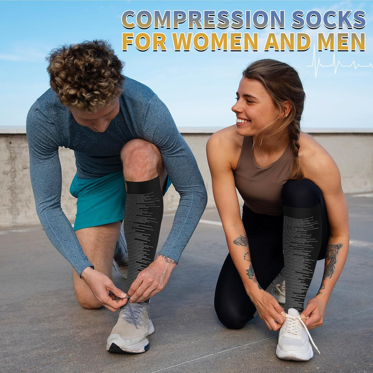 Sooverki Copper Compression Socks for Men & Women 8 Pack 15-20mmHg - Knee High Stockings Best Support for Running Athletic