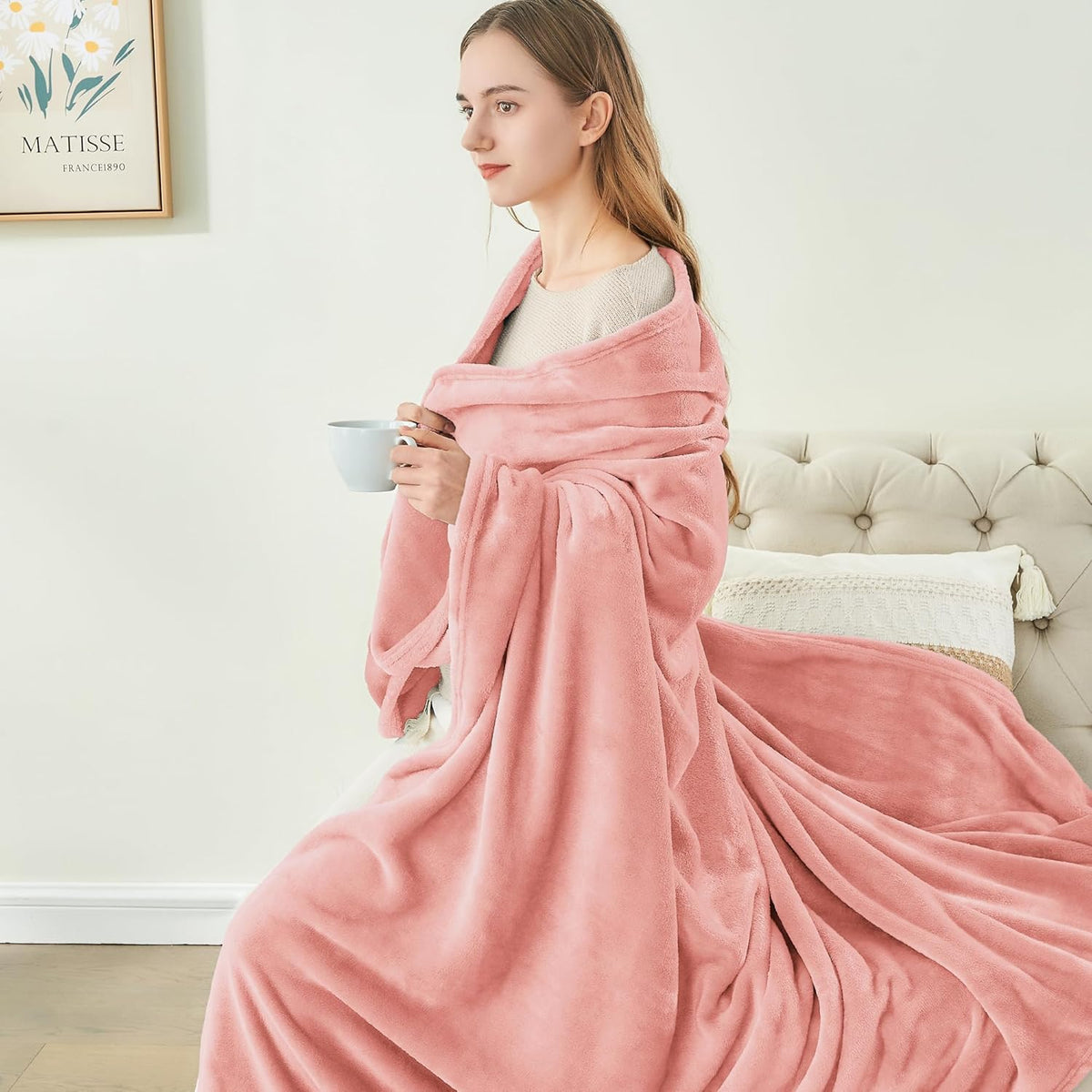Fleece Blanket Soft Plush Throw for Couch Black 50"x60" - Colors A