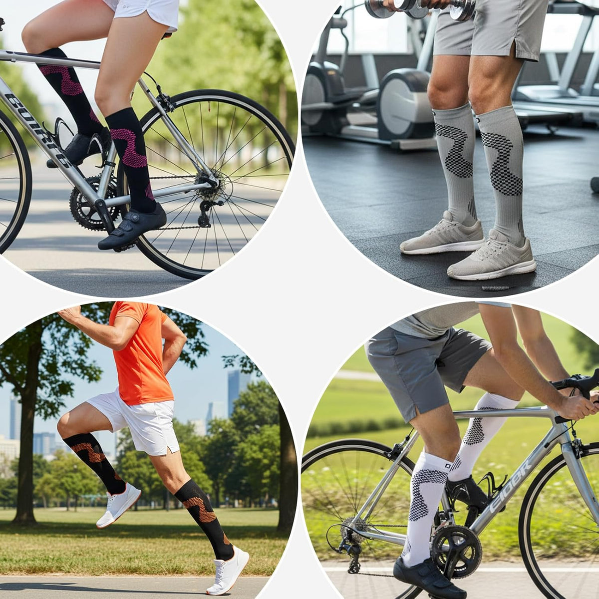 fenglaoda 8 Pairs Compression Socks for Men & Women 20-30 mmHg Knee High Nurse Pregnant Running Medical and Travel Athletic