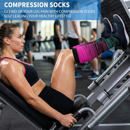 Sooverki Copper Compression Socks for Men & Women 8 Pack 15-20mmHg - Knee High Stockings Best Support for Running Athletic