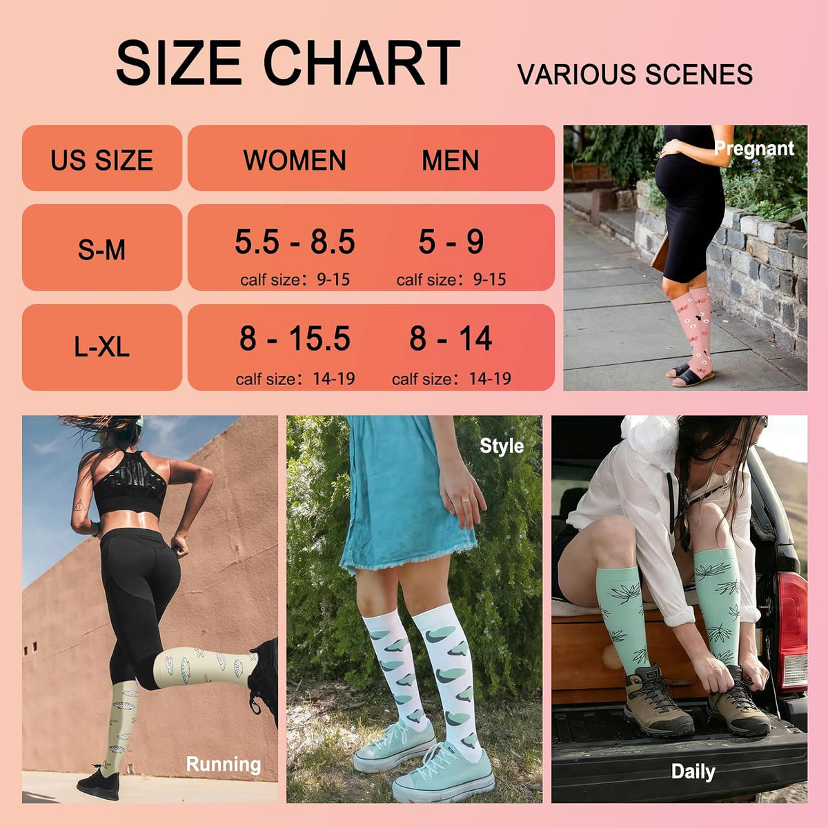 4 Pairs Compression Socks for Women Circulation-Best Support for Nurses,Running,Athletic,Travel