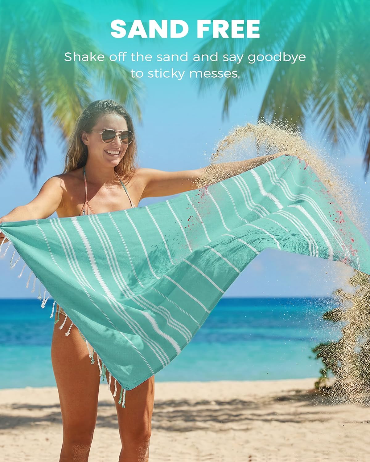 Antfuny Turkish Beach Towels Vacation Essentials Quick Dry Sand Free Oversized Bath Pool Swim Towel Extra Large XL Blanket Adult Travel Cruise Accessories Must Haves Clearance Stuff Necessities - Colors A