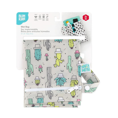 Bumkins Waterproof Wet Bag for Baby, Travel, Swim Suit, Cloth Diapers, Pump Parts, Pool, Beach, Gym Clothes, Toiletry, Hook to Stroller, Daycare, Zipper Reusable Wetdry Packing Pouch, Jungle