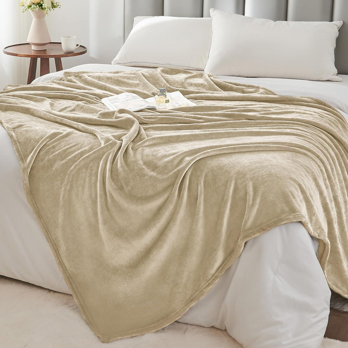 Fleece Blanket Soft Plush Throw for Couch Black 50"x60" - Colors A