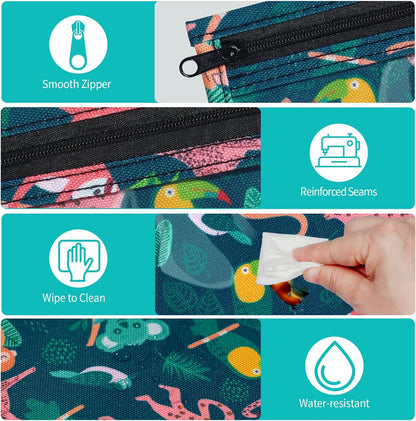 HIONXMGA TSA Approved Toiletry Bag, Set of 3 Clear Travel Toiletry Bag Quart Size Zipper Travel Pouch, Waterproof Makeup Cosmetic Bag for Women Men Kids Toiletries Carry on, Cacti A