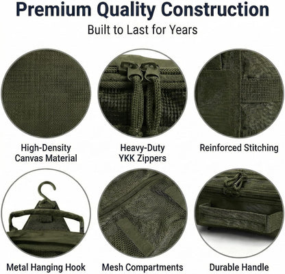 Mens Toiletry Travel Bag, Tactical Toiletry Bag for Men, Bathroom Dopp Kit Hanging Travel Toiletry Bag for Men Shaving Hygiene Bag Travel Toiletry Organizer Short Trips Bag, Brown