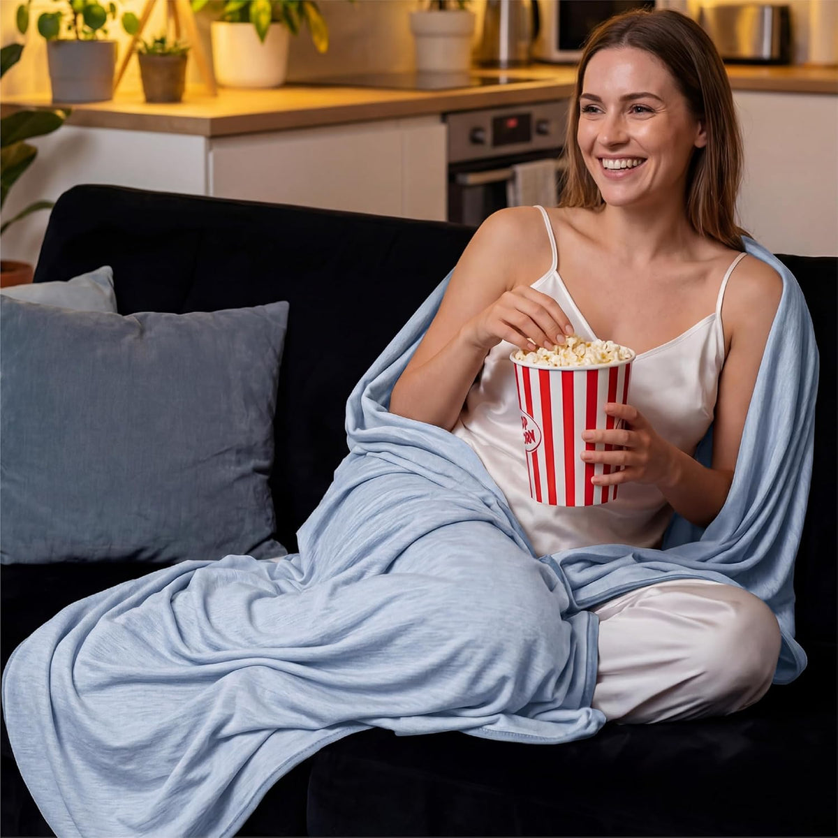 Bedsure Silky Soft Summer Cooling Blanket for Hot Sleepers, Rayon Derived from Bamboo Cold Throw Blanket for Couch, Lightweight Bed Cooling Throw Camping Picnic Travel Outdoor Dorm Essentials, 50x70