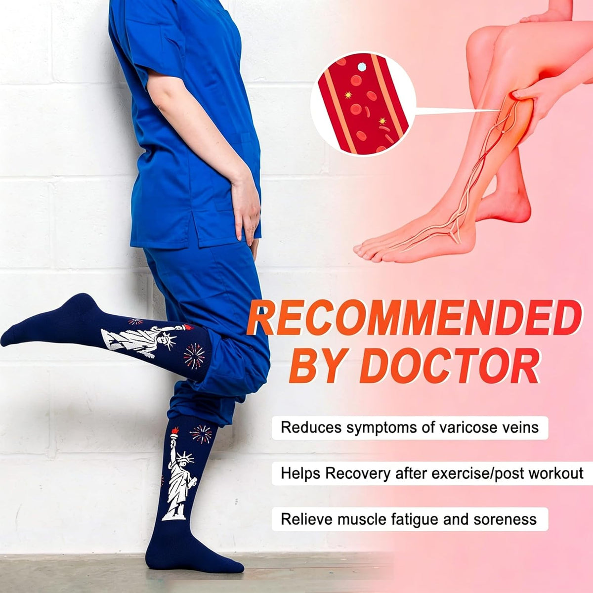4 Pairs Compression Socks for Women Circulation-Best Support for Nurses,Running,Athletic,Travel