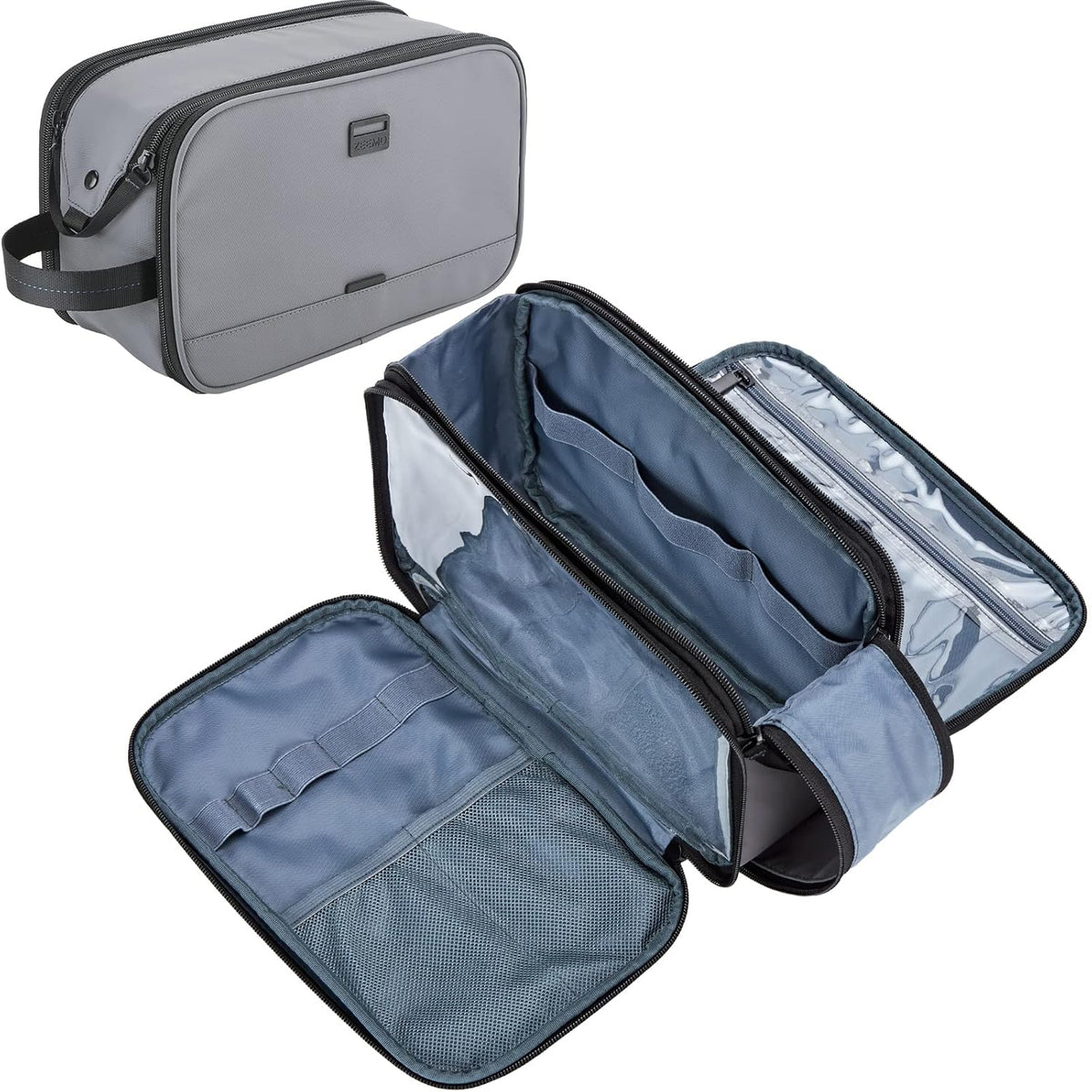 ZEEMO Travel Toiletry Bag for Men, Medium Water-Resistant Double-Sided Full-Open Dopp Kit, Versatile Organizer for Shower and Hygiene Accessories, Bathroom Essentials, Cosmetics, Black