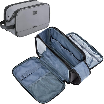 ZEEMO Travel Toiletry Bag for Men, Medium Water-Resistant Double-Sided Full-Open Dopp Kit, Versatile Organizer for Shower and Hygiene Accessories, Bathroom Essentials, Cosmetics, Black
