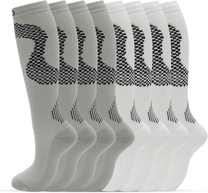 fenglaoda 8 Pairs Compression Socks for Men & Women 20-30 mmHg Knee High Nurse Pregnant Running Medical and Travel Athletic