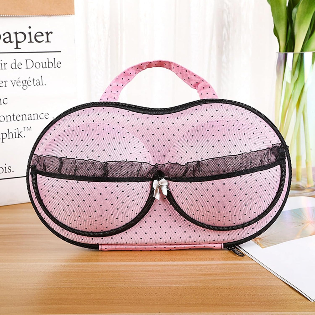 Travel Organizer Bra and Underwear Zip Bag，Portable Bra Storage Case with Net Traveling Lingerie Organizer Bag for Luggage Women Bras Bikin (Leopard print)