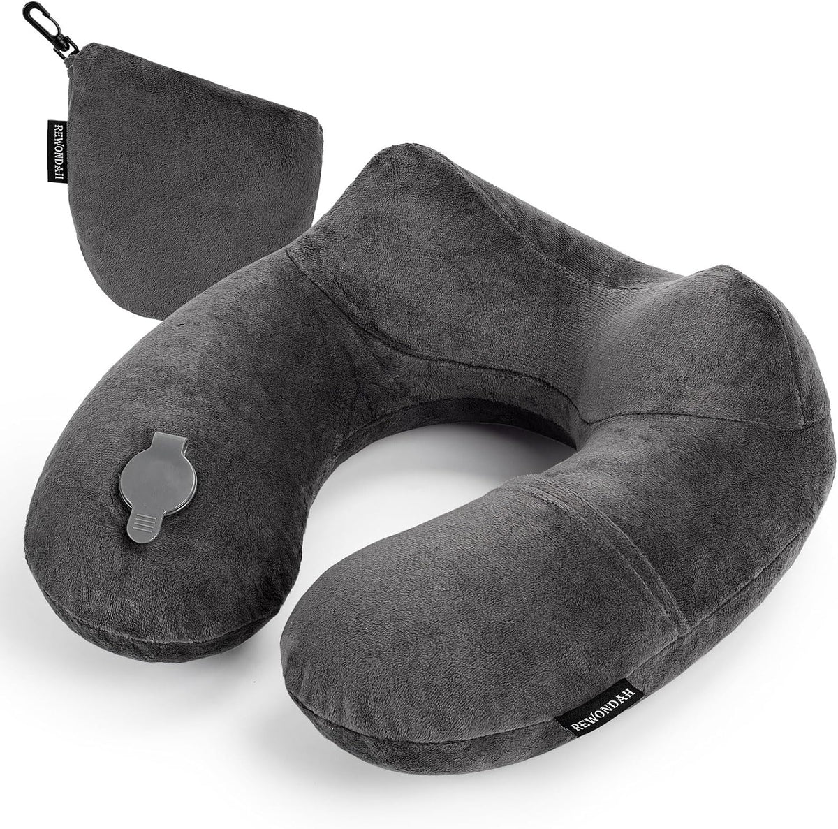 Inflatable Travel Pillow, Inflatable Neck Pillow for Traveling Airplane, Travel Pillow with Soft Velour Washable Cover, U Shape Blow Up Neck Pillow for Airplanes Train Car Travel