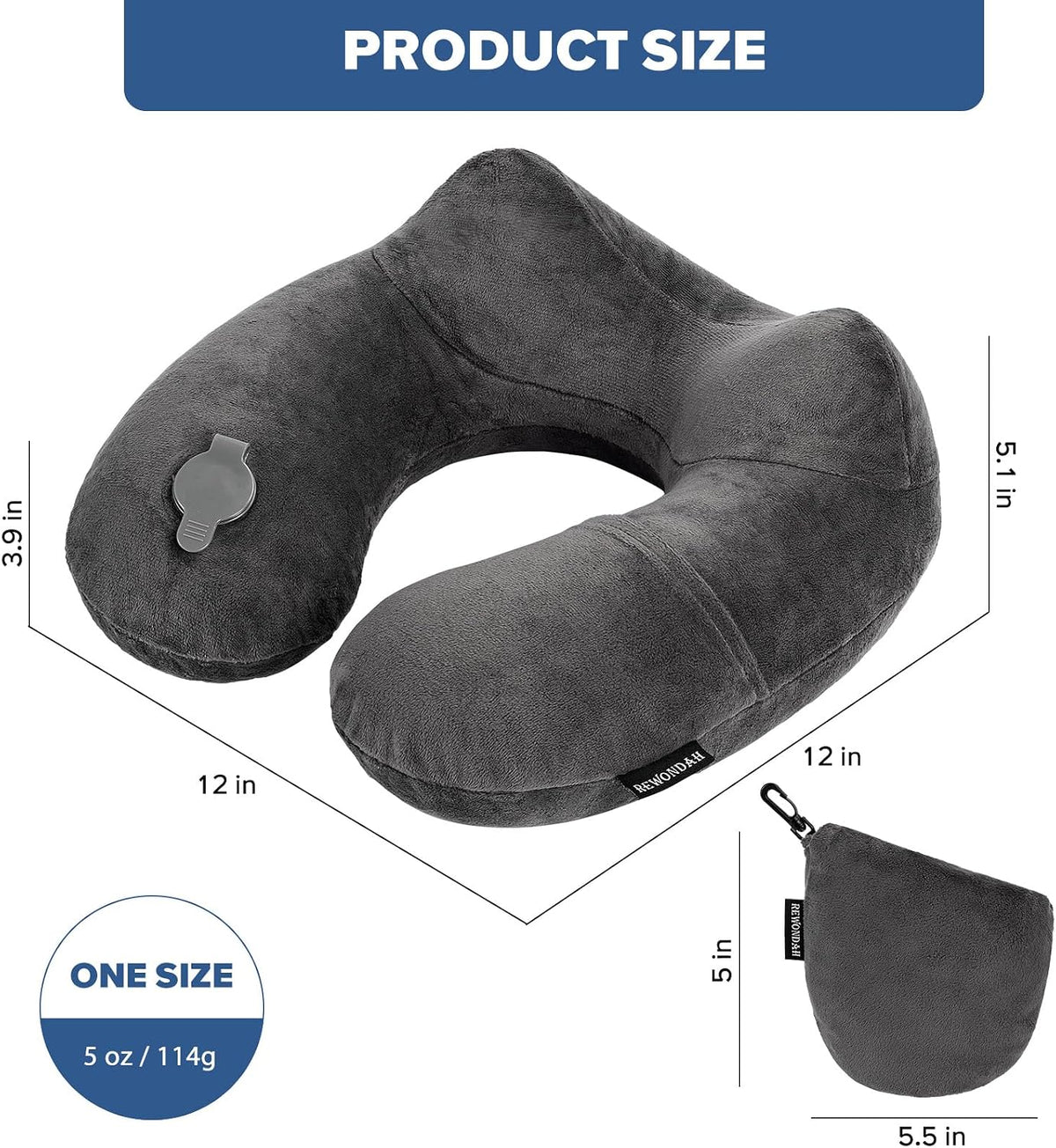 Inflatable Travel Pillow, Inflatable Neck Pillow for Traveling Airplane, Travel Pillow with Soft Velour Washable Cover, U Shape Blow Up Neck Pillow for Airplanes Train Car Travel