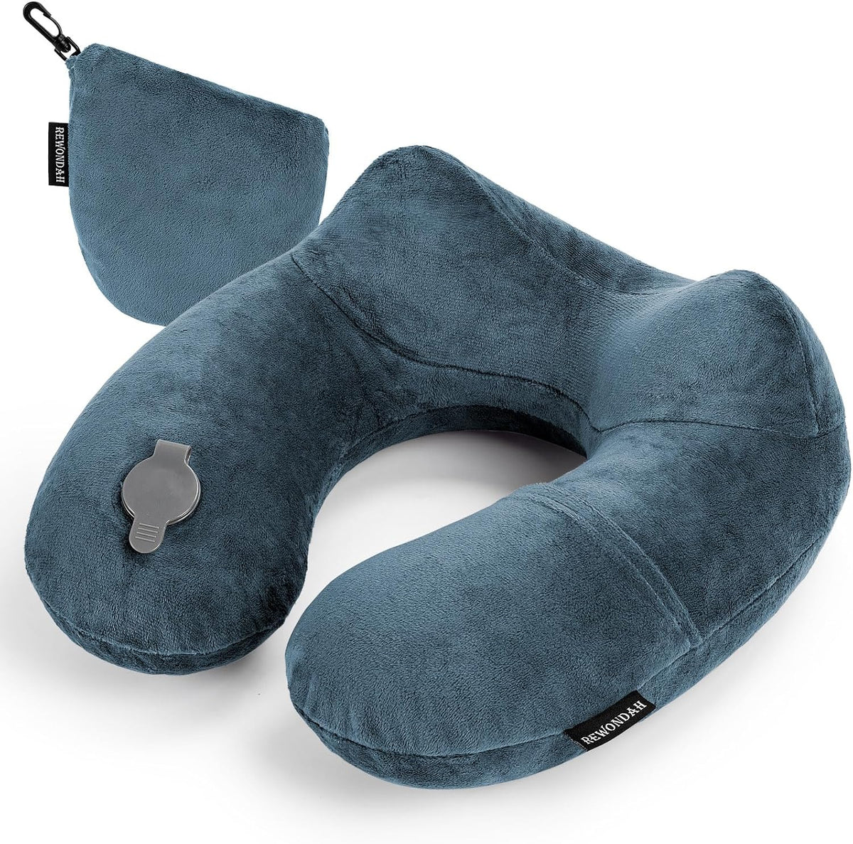 Inflatable Travel Pillow, Inflatable Neck Pillow for Traveling Airplane, Travel Pillow with Soft Velour Washable Cover, U Shape Blow Up Neck Pillow for Airplanes Train Car Travel