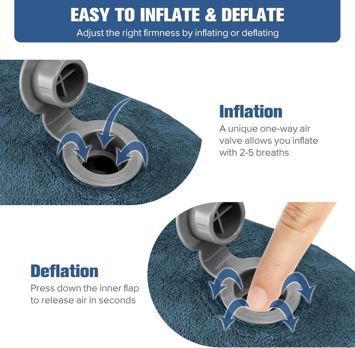 Inflatable Travel Pillow, Inflatable Neck Pillow for Traveling Airplane, Travel Pillow with Soft Velour Washable Cover, U Shape Blow Up Neck Pillow for Airplanes Train Car Travel