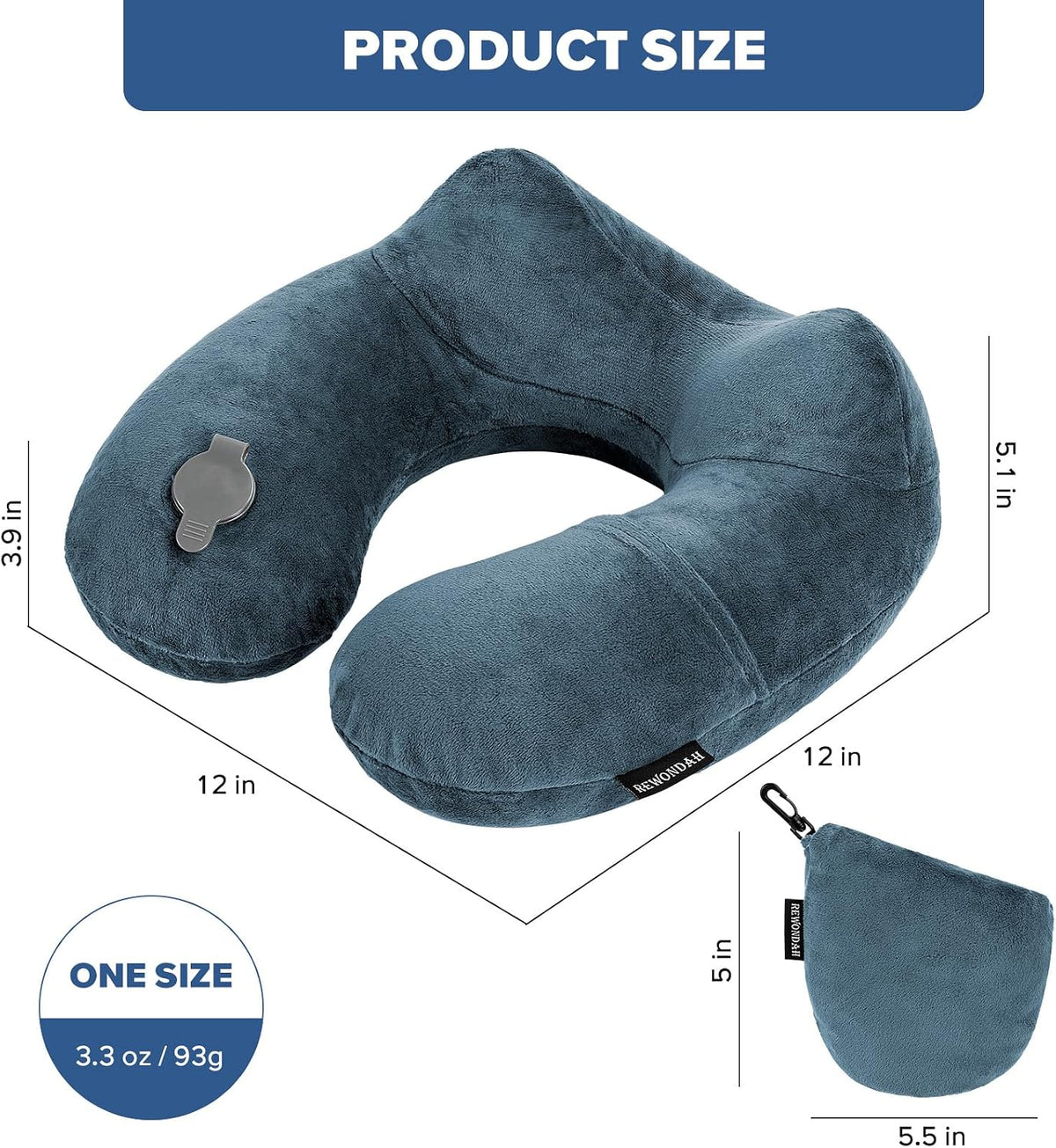 Inflatable Travel Pillow, Inflatable Neck Pillow for Traveling Airplane, Travel Pillow with Soft Velour Washable Cover, U Shape Blow Up Neck Pillow for Airplanes Train Car Travel