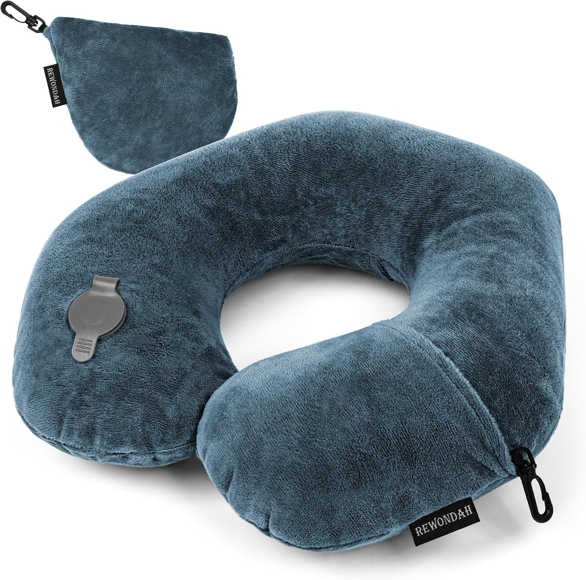 Inflatable Travel Pillow, Inflatable Neck Pillow for Traveling Airplane, Travel Pillow with Soft Velour Washable Cover, U Shape Blow Up Neck Pillow for Airplanes Train Car Travel