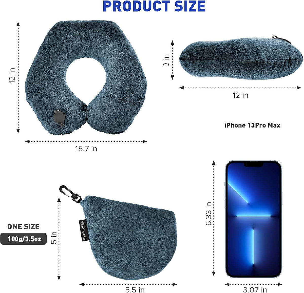 Inflatable Travel Pillow, Inflatable Neck Pillow for Traveling Airplane, Travel Pillow with Soft Velour Washable Cover, U Shape Blow Up Neck Pillow for Airplanes Train Car Travel