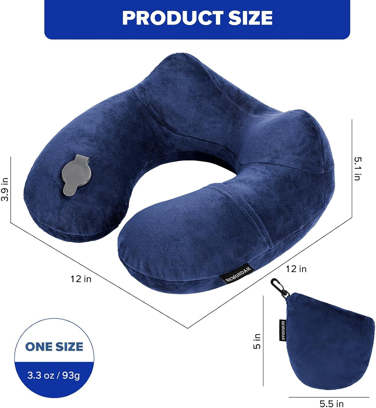 Inflatable Travel Pillow, Inflatable Neck Pillow for Traveling Airplane, Travel Pillow with Soft Velour Washable Cover, U Shape Blow Up Neck Pillow for Airplanes Train Car Travel