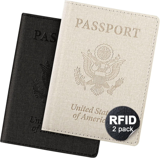 Passport Cover With Card Slots RFID Blocking-White&Black