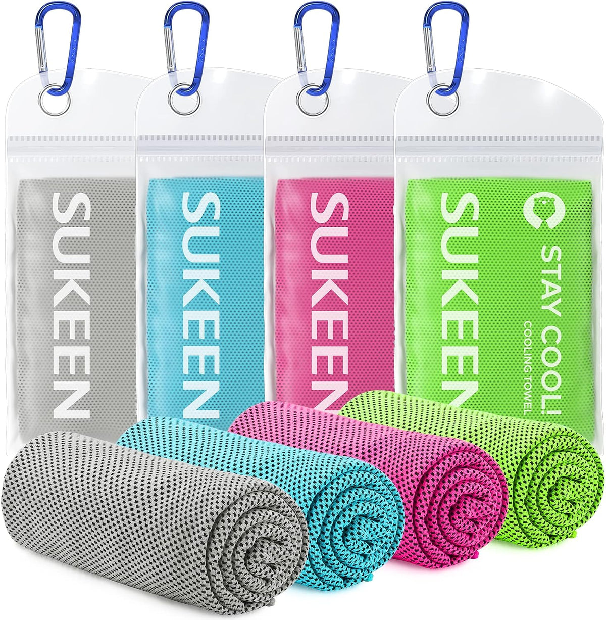4 Pack Cooling Towels (40"x12") for Neck and Face Instant Cooling